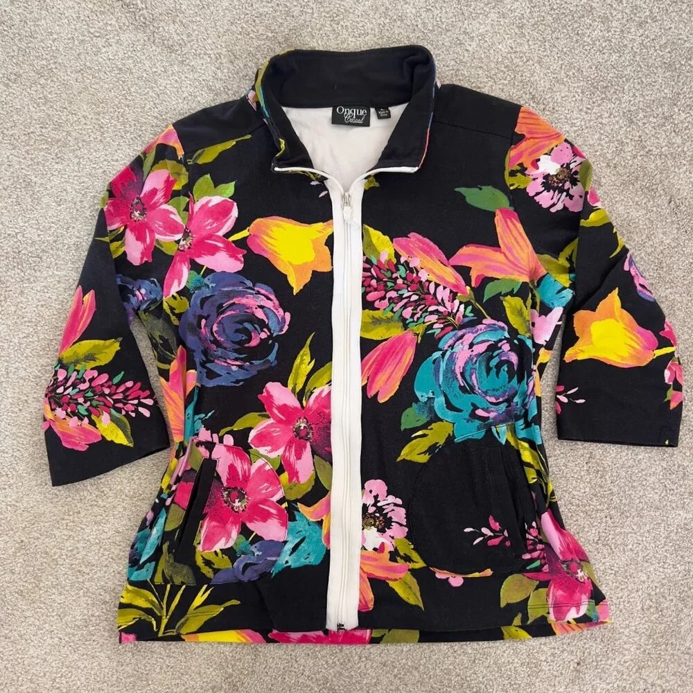 Y2K Deadstock Lightweight Floral Retro Multicolor Zip-Up Jacket - Picture 6 of 10